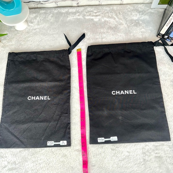 CHANEL BLACK Drawstring DUST BAG (only Letter A is left) 13β X 9β approximately - Picture 2 of 3